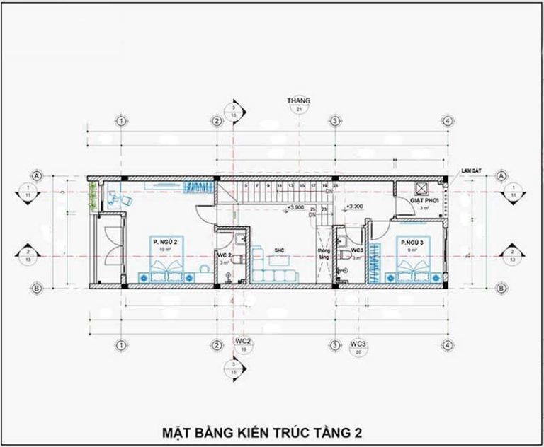 Mẫu nhà 1 trệt 1 lầu 4x15 đẹp độc đáo, hiện đại 3 phòng ngủ