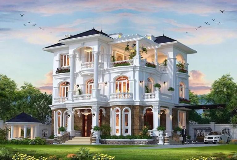 Mẫu thiết kế biệt thự 6 phòng ngủ đầy đủ tiện nghi, hiện đại