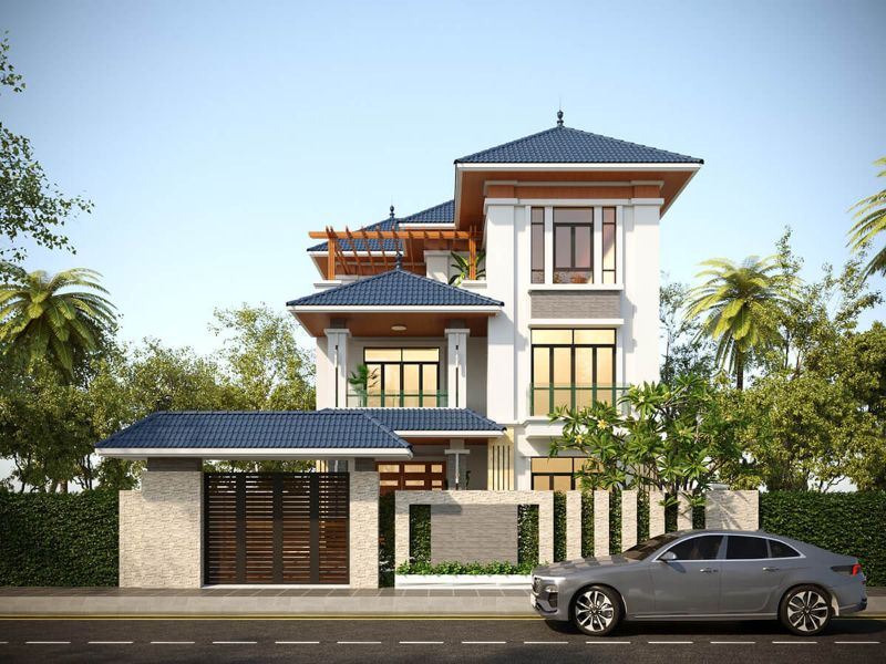 Biệt thự mái Thái đẹp thiết kế kiến trúc hiện đại