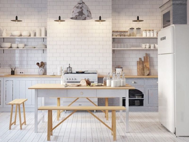 Mẫu phòng bếp chung cư phong cách Scandinavian