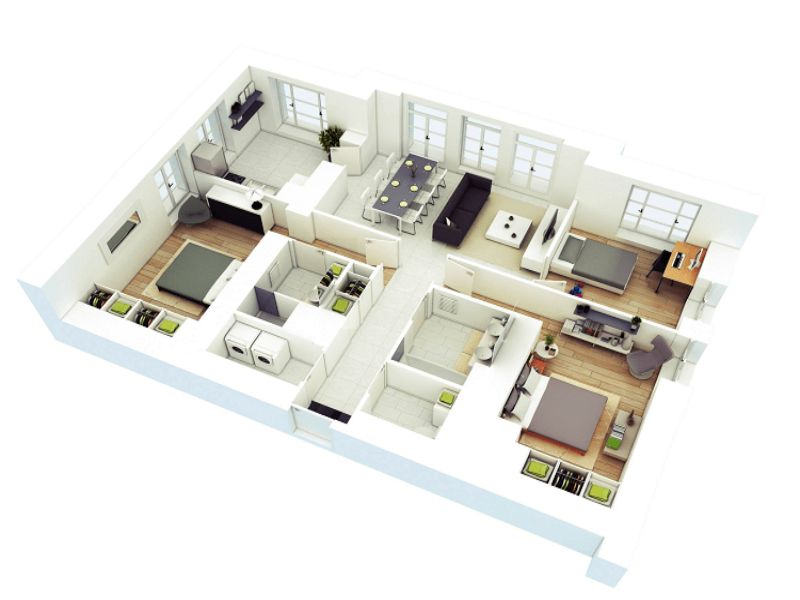 Căn hộ 80m2 3 phòng ngủ có ưu điểm về diện tích, không gian sống rộng rãi