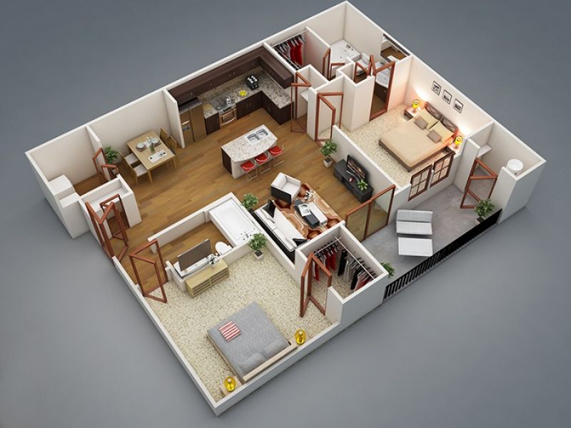 Phân chia các khu vực chức năng khi thiết kế nội thất nhà chung cư 70m2 