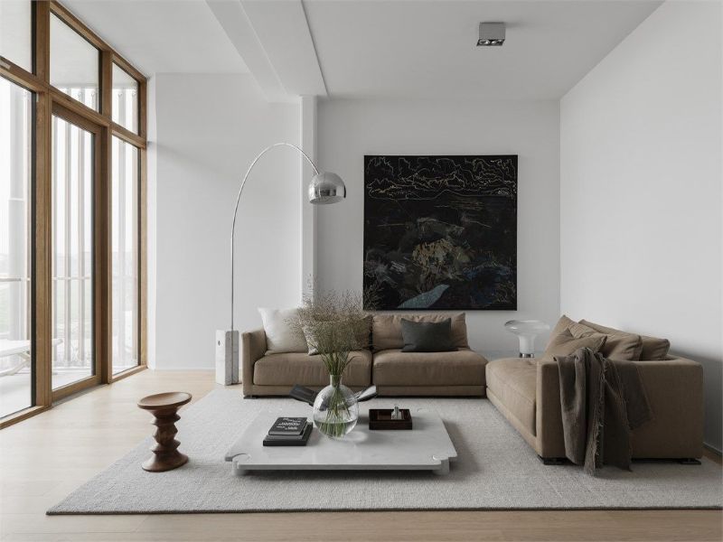 Thiết kế nhà chung cư 90m2 với phòng khách hiện đại đơn giản